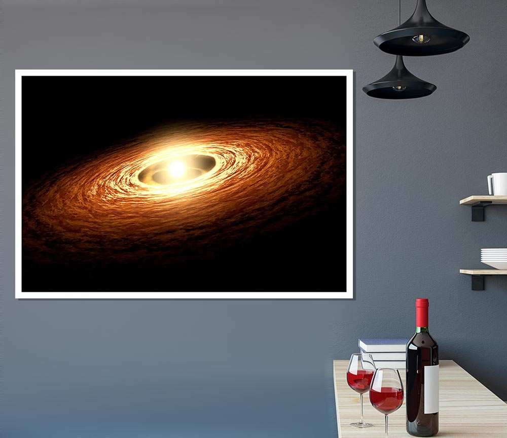 Golden Ring Galaxy Print Poster Wall Art