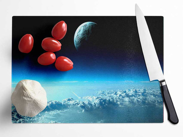 Beautiful Space View Glass Chopping Board