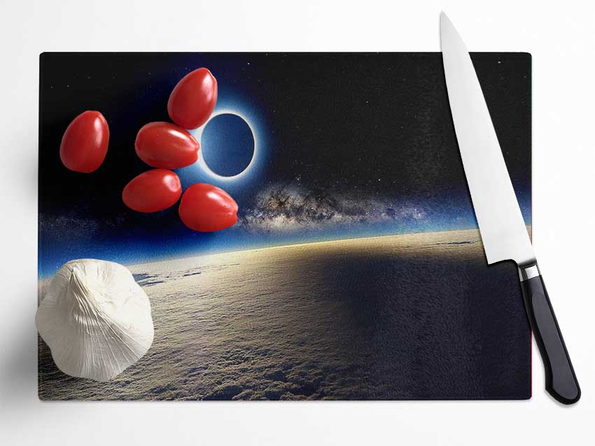 Solar Eclipse From Space Glass Chopping Board