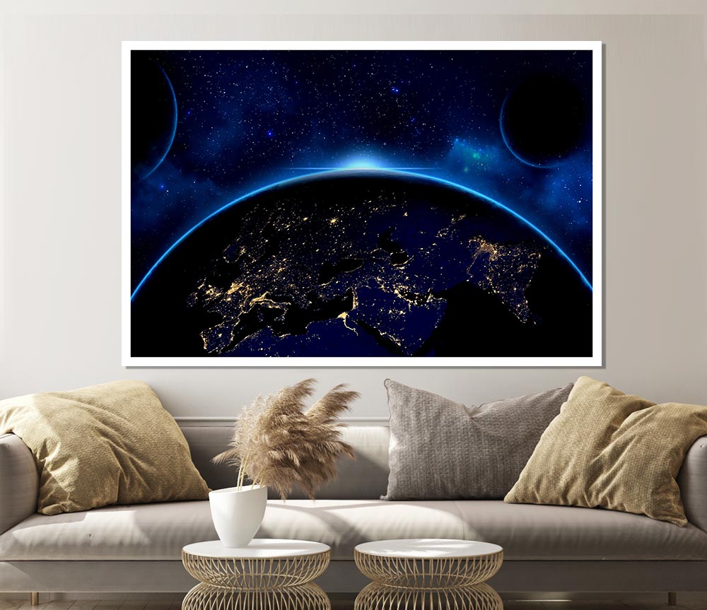 Blue Space Print Poster Wall Art