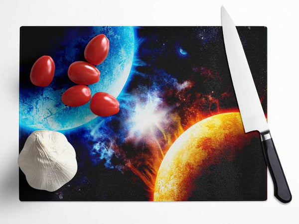 Hot And Cold Galaxies Glass Chopping Board