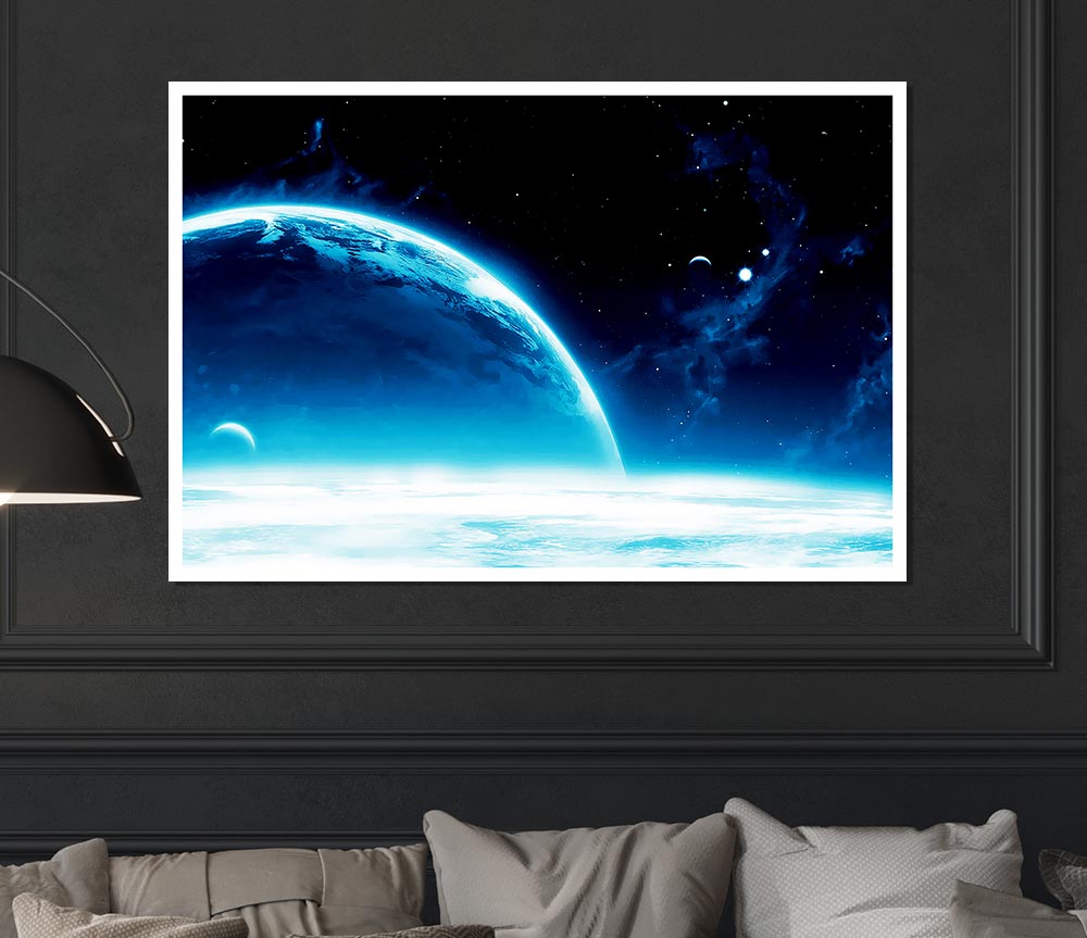 Blue Planet Horizon Print Poster Wall Art