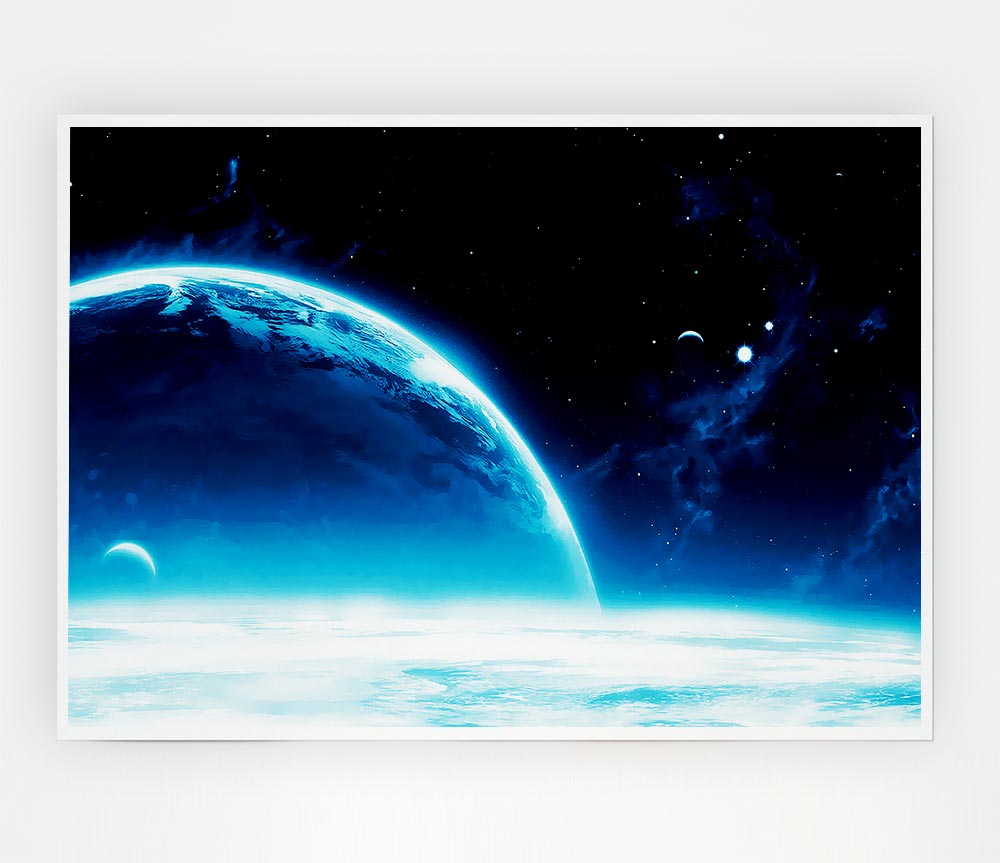 Blue Planet Horizon Print Poster Wall Art