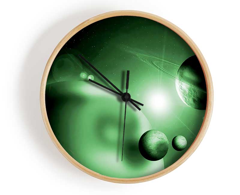 Green Planets Clock - Wallart-Direct UK