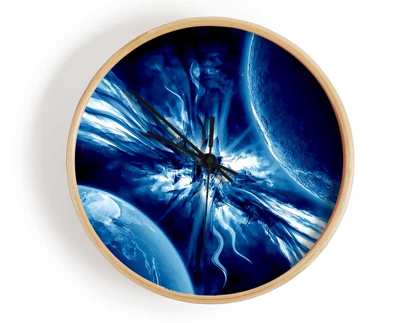 Blue Winged Planets Clock - Wallart-Direct UK