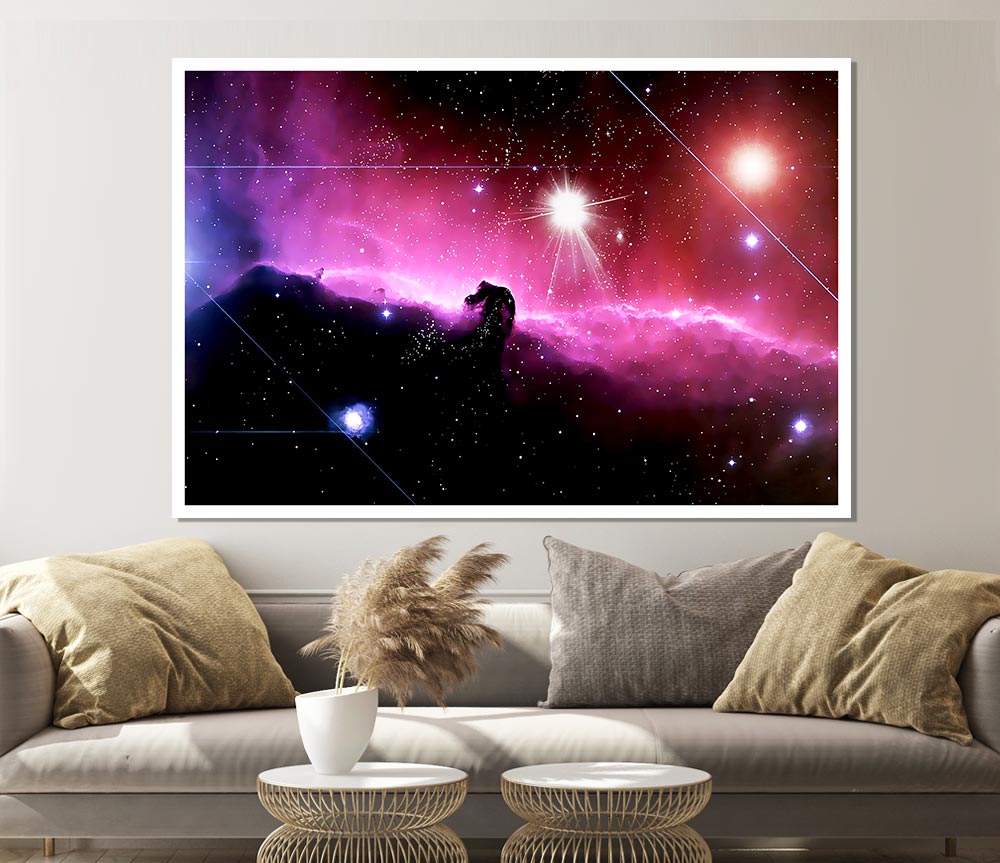 Horsehead Nebula With Shooting Stars Print Poster Wall Art