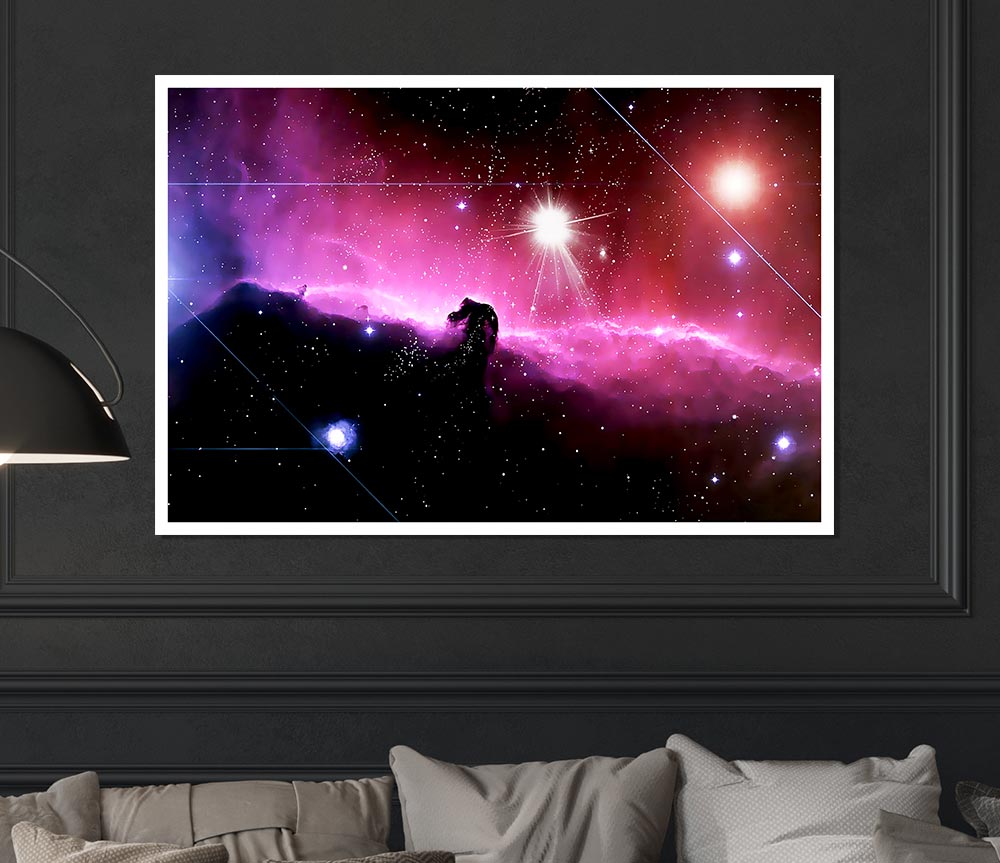 Horsehead Nebula With Shooting Stars Print Poster Wall Art