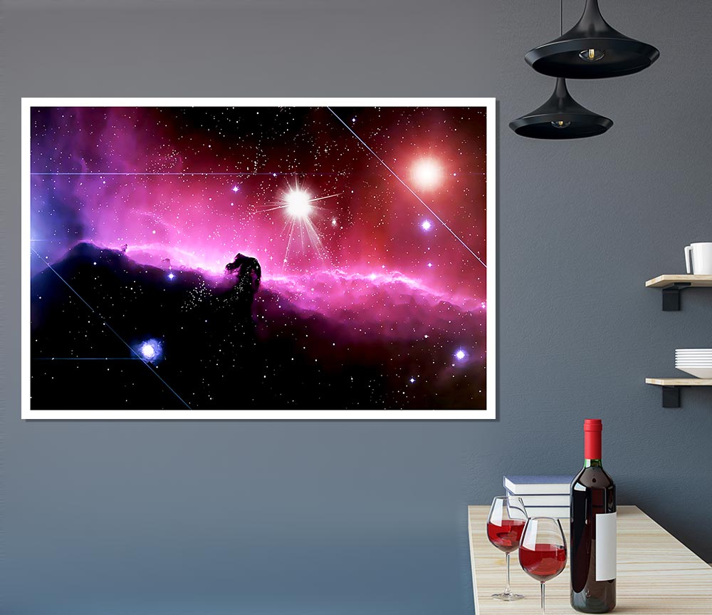 Horsehead Nebula With Shooting Stars Print Poster Wall Art