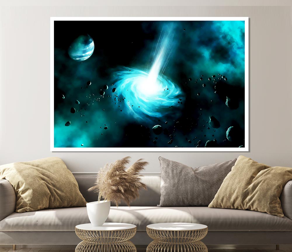 Green Star Explosion Print Poster Wall Art