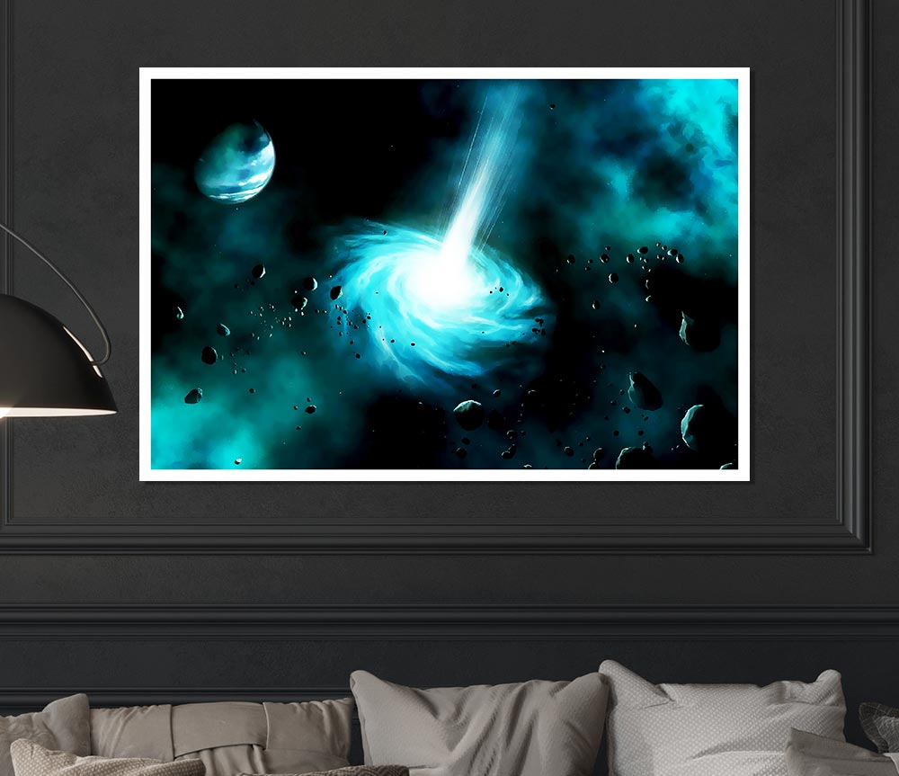 Green Star Explosion Print Poster Wall Art