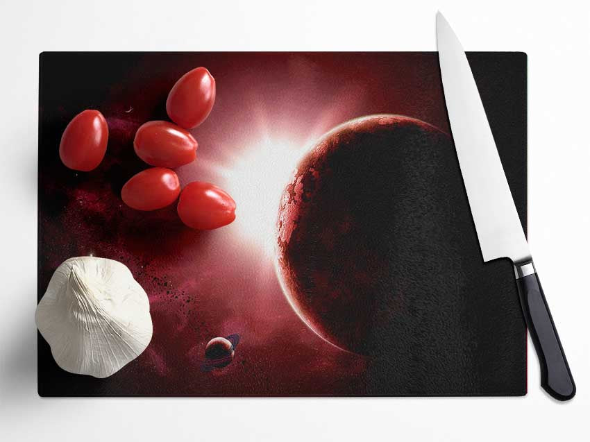 Eclipse Of The Red Planet Glass Chopping Board