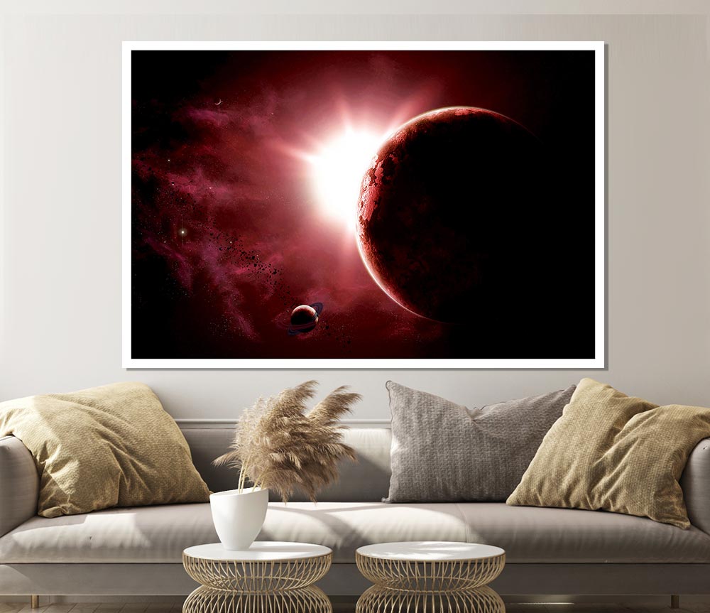 Eclipse Of The Red Planet Print Poster Wall Art