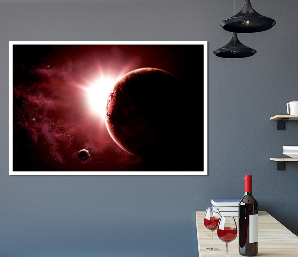 Eclipse Of The Red Planet Print Poster Wall Art