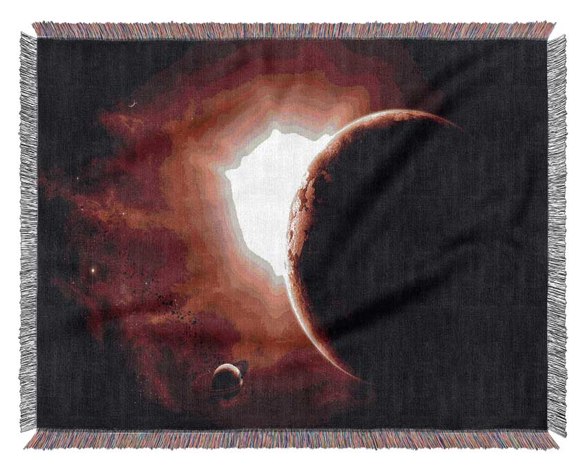 Eclipse Of The Red Planet Woven Blanket