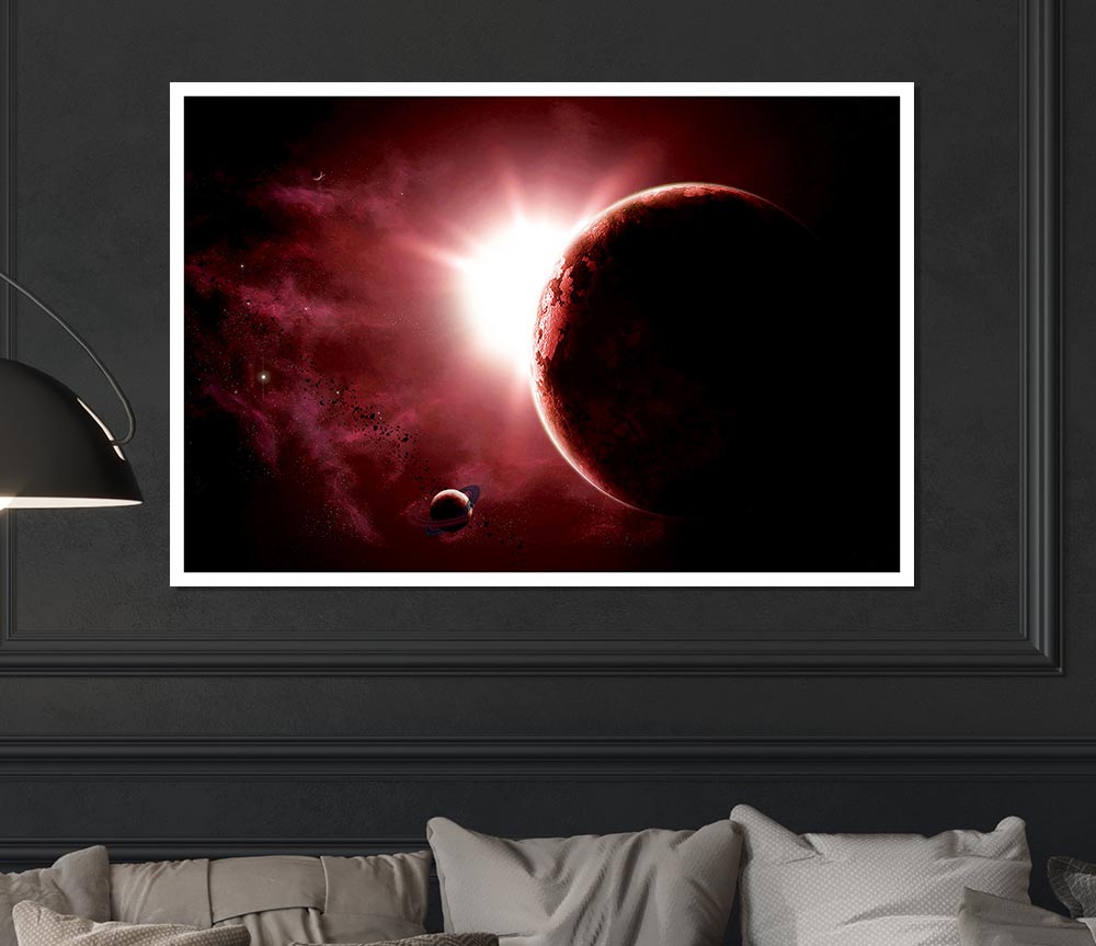 Eclipse Of The Red Planet Print Poster Wall Art