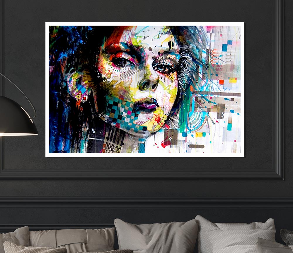 Girl Colours Print Poster Wall Art