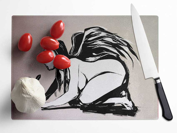 Angel Flower Grow Glass Chopping Board