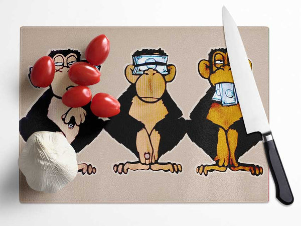 Money Monkeys Wise Glass Chopping Board