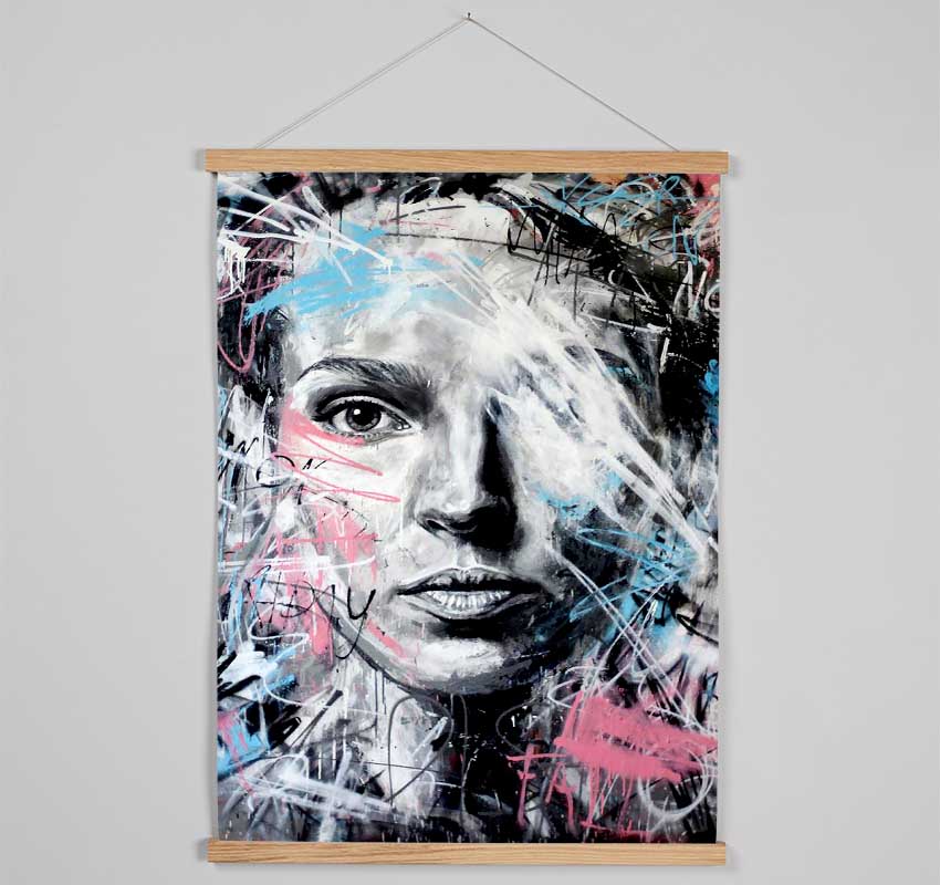 Pink And Blue Face Hanging Poster - Wallart-Direct UK