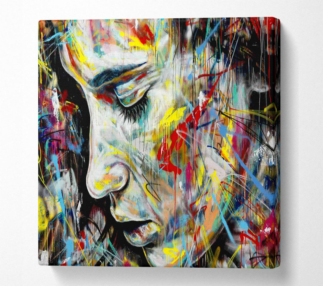 Picture of Colourful Woman Square Canvas Wall Art