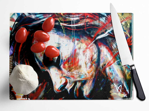 Red Woman Glass Chopping Board