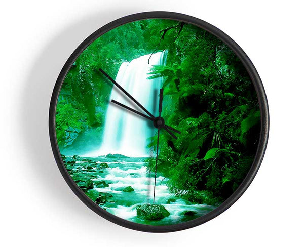 Green Forest Waterfall Clock - Wallart-Direct UK