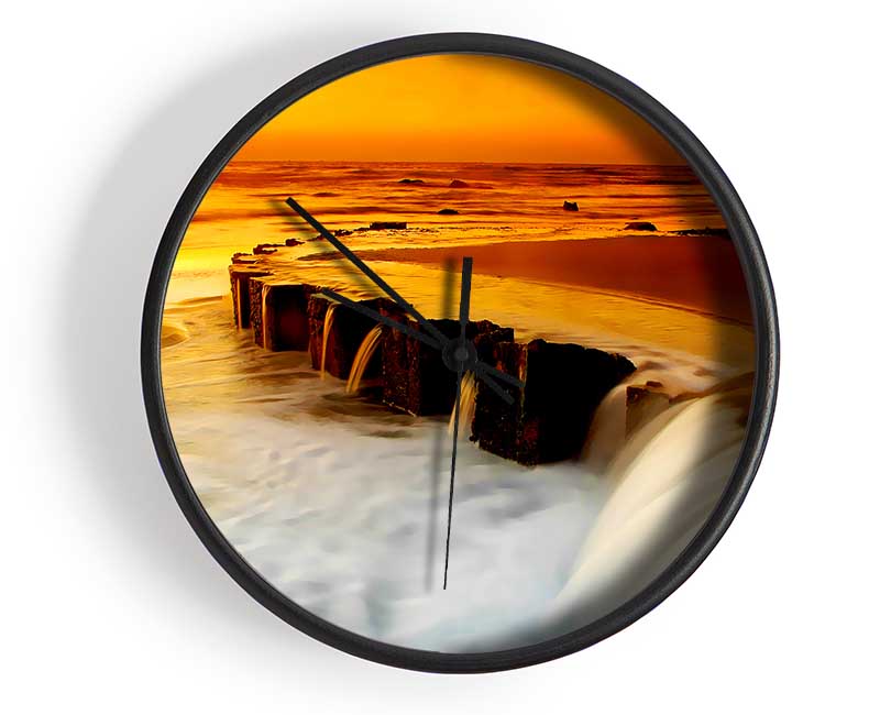 The Golden Flow To The Ocean Clock - Wallart-Direct UK