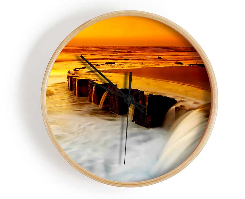 The Golden Flow To The Ocean Clock - Wallart-Direct UK