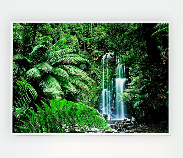 Hidden Woodland Waterfall Print Poster Wall Art