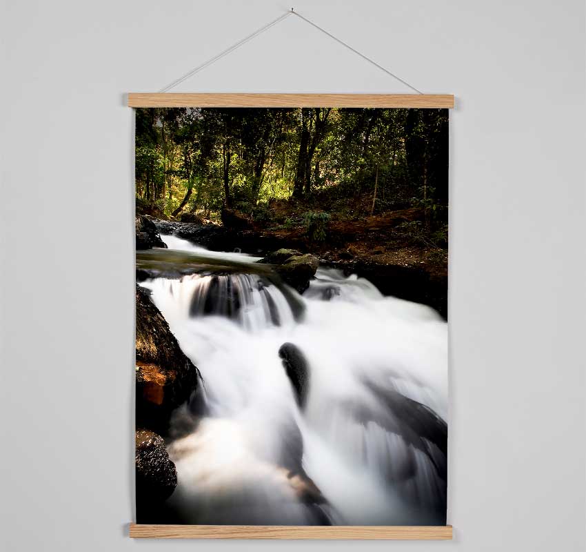 The Woodland Waterfall Hanging Poster - Wallart-Direct UK