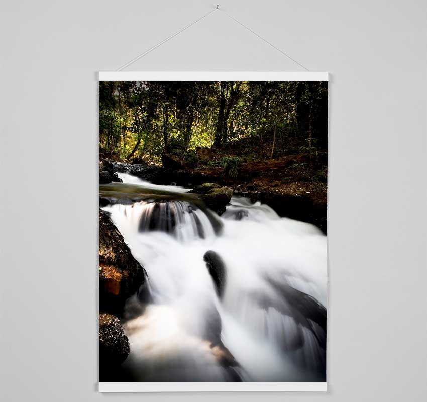 The Woodland Waterfall Hanging Poster - Wallart-Direct UK