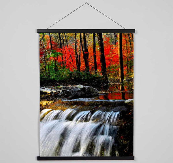 Autumn Waterfall Forest Hanging Poster - Wallart-Direct UK