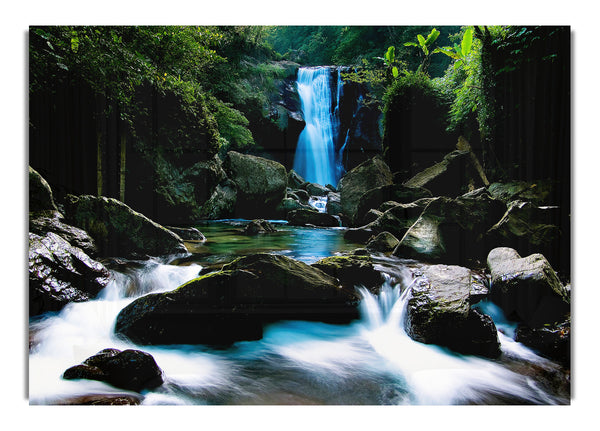 Verzauberter blauer Wasserfall Wald Wasserfall Leinwand