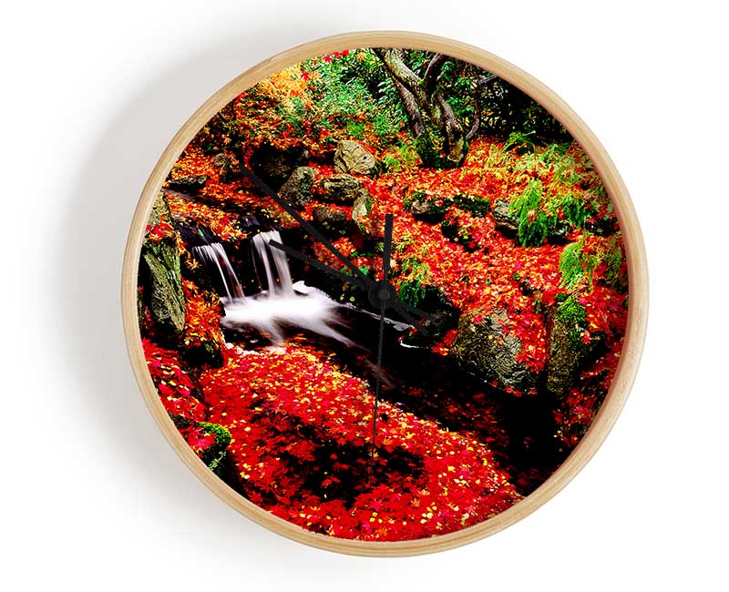 Red Winter Waterfall Clock - Wallart-Direct UK