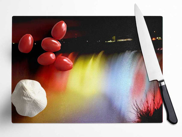 Niagara Falls Night Rainbow Glass Chopping Board