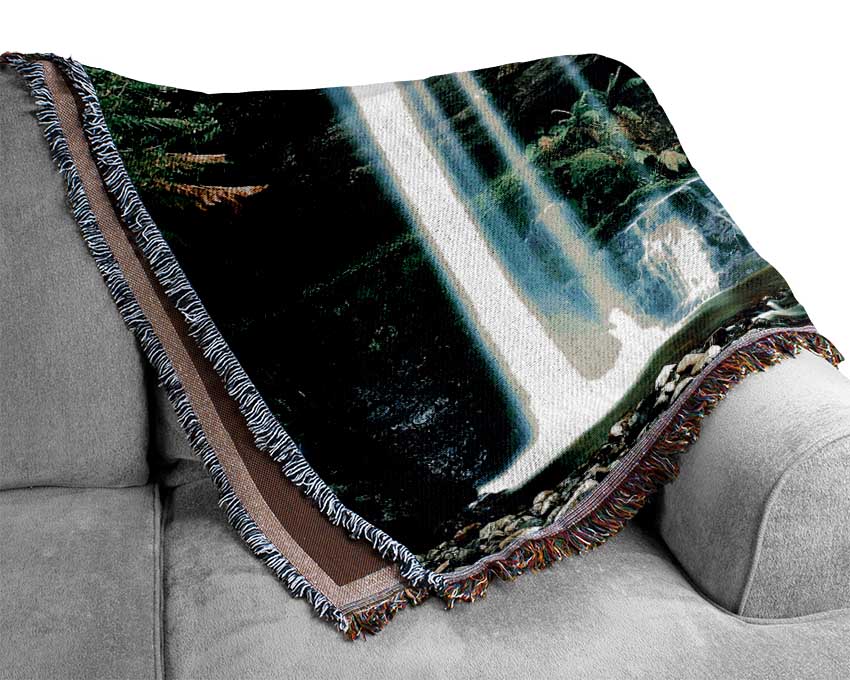 Hidden Forest Waterfall Woven Blanket