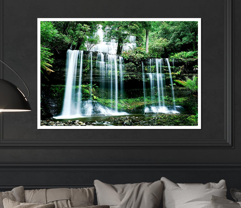 Hidden Forest Waterfall Print Poster Wall Art