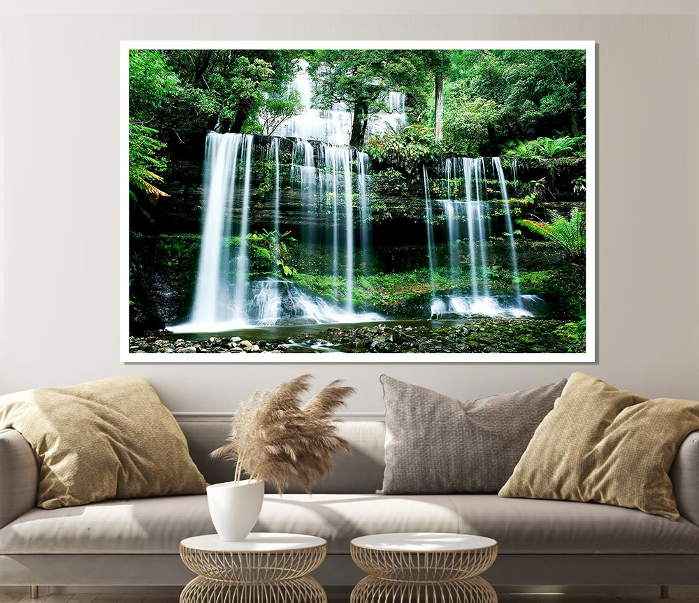 Hidden Forest Waterfall Print Poster Wall Art