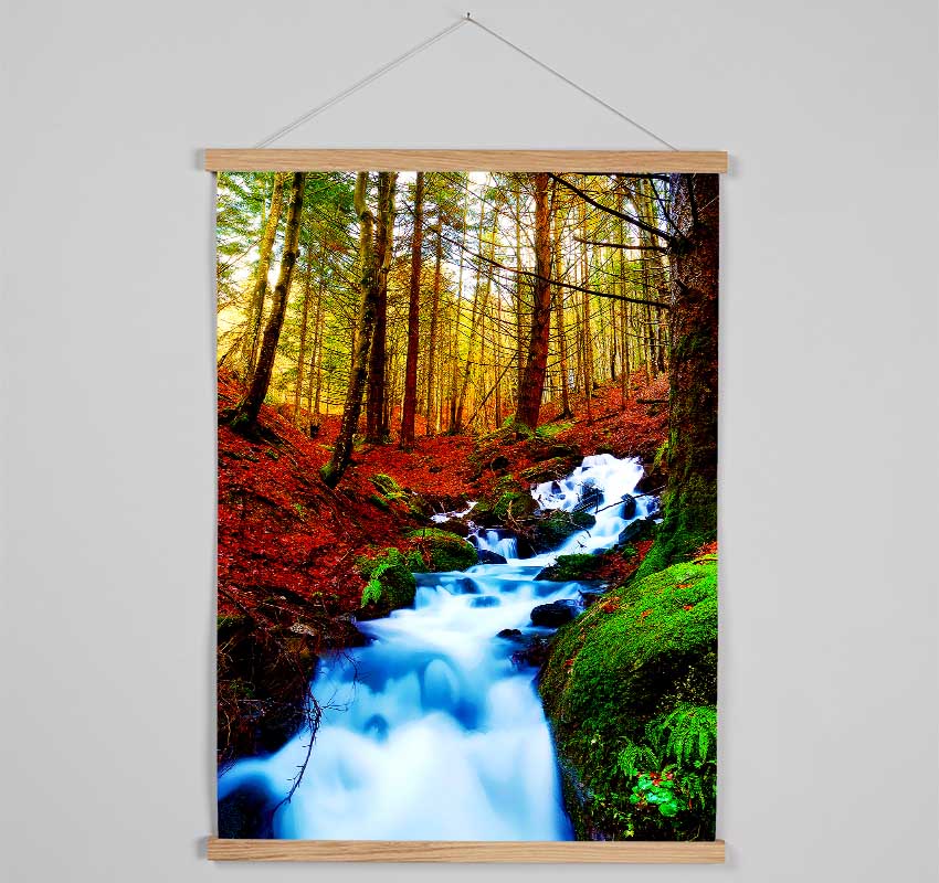 The Autumn Woodland Stream Hanging Poster - Wallart-Direct UK