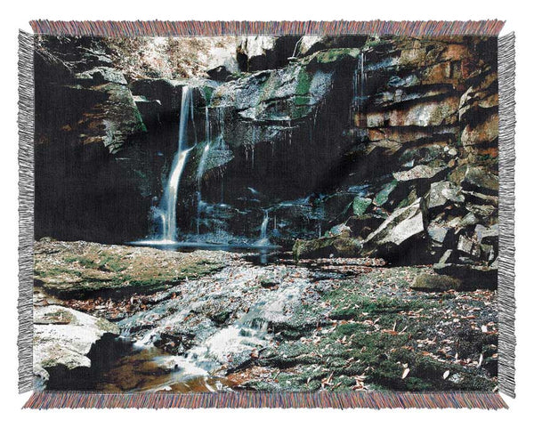 Rocky Waterfall Spill Woven Blanket