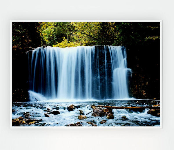 Waterfall Treetops Print Poster Wall Art