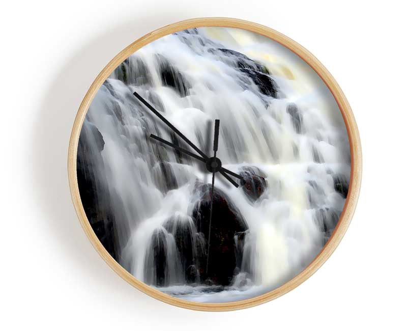 Gushing Waterfall Rocks Clock - Wallart-Direct UK