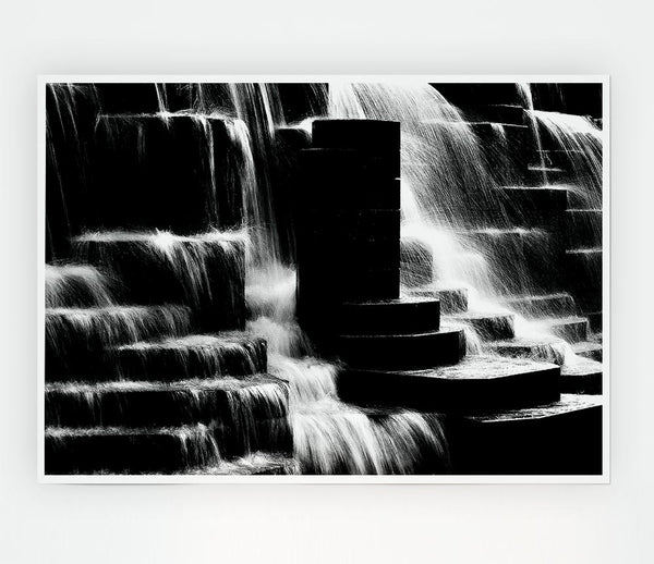 Waterfall B N W Print Poster Wall Art