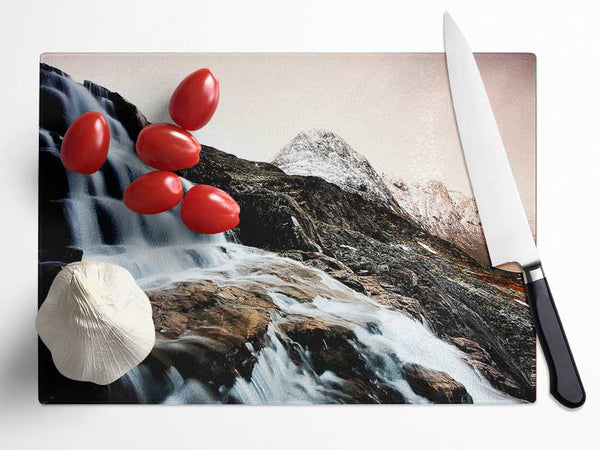 The Waterfall Mountain Glass Chopping Board