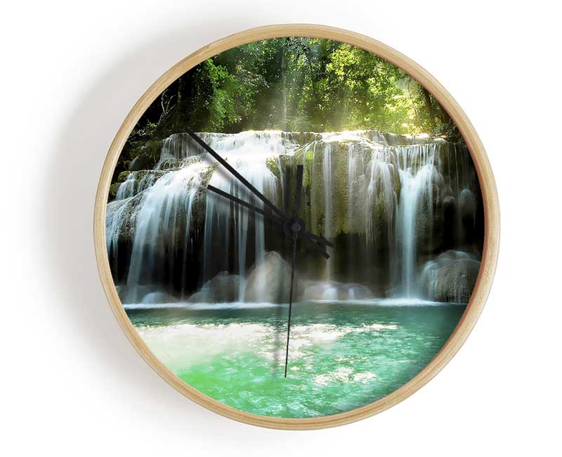 Waterfall Paradise Clear Waters Clock - Wallart-Direct UK