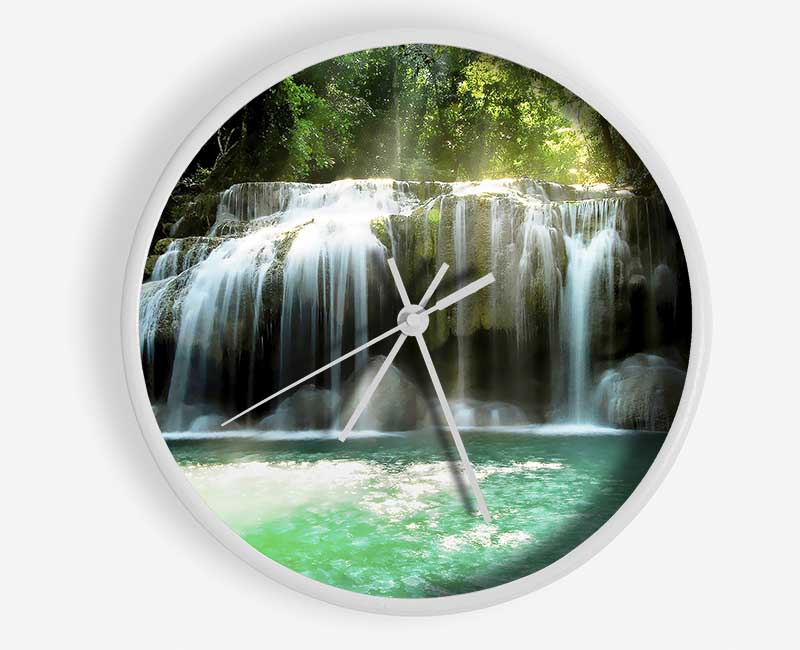 Waterfall Paradise Clear Waters Clock - Wallart-Direct UK