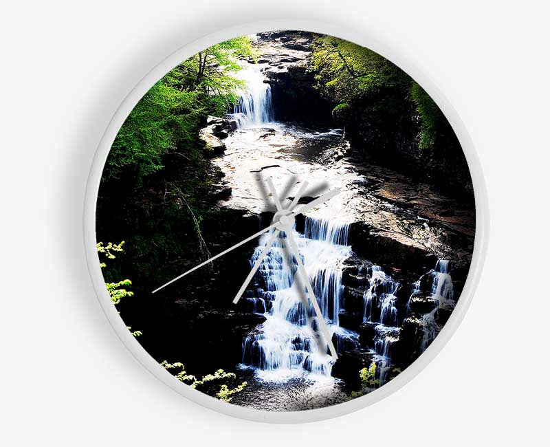 Forest Waterfall Gush Clock - Wallart-Direct UK