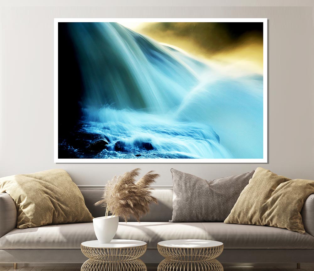 Heavens Waterfalls Print Poster Wall Art