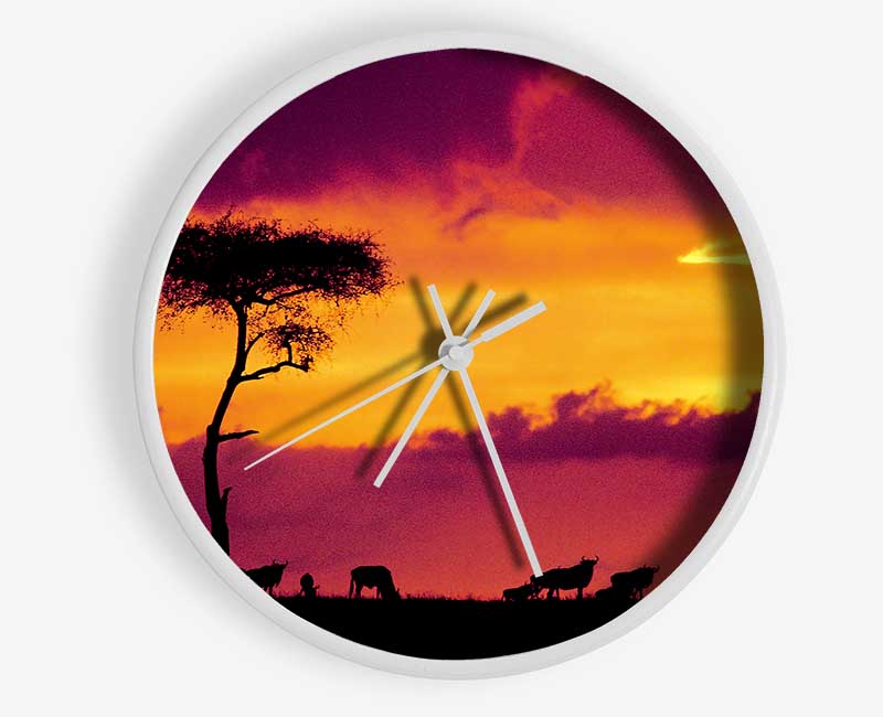 African Safari Sunset Clock - Wallart-Direct UK