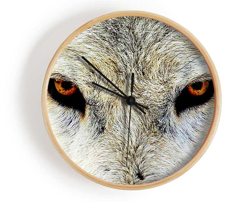 Arctic Wolf Eyes Clock - Wallart-Direct UK